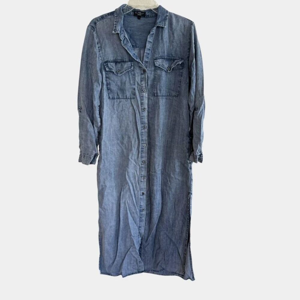 Velvet Heart Light Blue Denim Chambray Button-Front Maxi Dress Western S